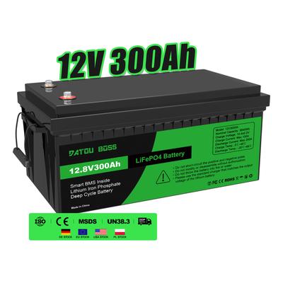 EU PL GERMANY STOCK  Solar Lifepo4 Battery RV Truck Use IP65 Waterproof BMS Protection 12v 300ah Lithium Ion Battery