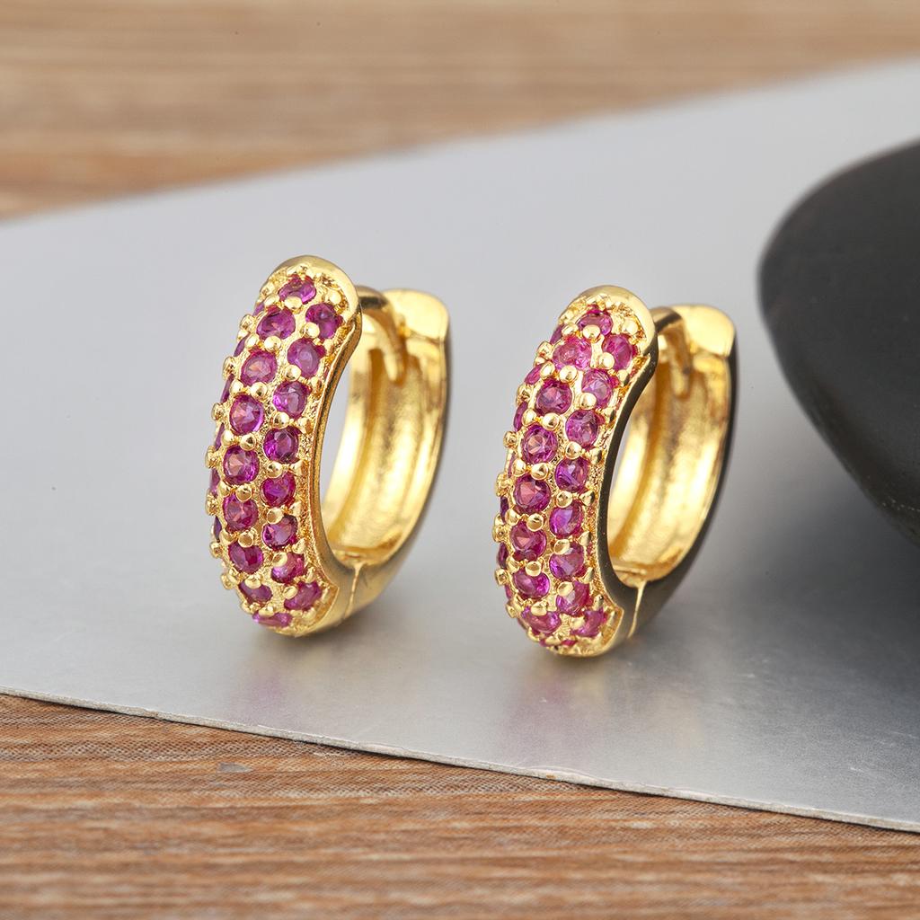 Nidin Hot Sale Original Design Pave Shiny Zircon Circle Hoop Earrings For Women Female Daily Party Fine Ear Jewelry Accessories