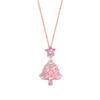 Exquisite Pink Rhinestones Christmas Tree Pendant Necklaces for Women Girl  Snowflake Necklaces New Year's Jewelry Gift