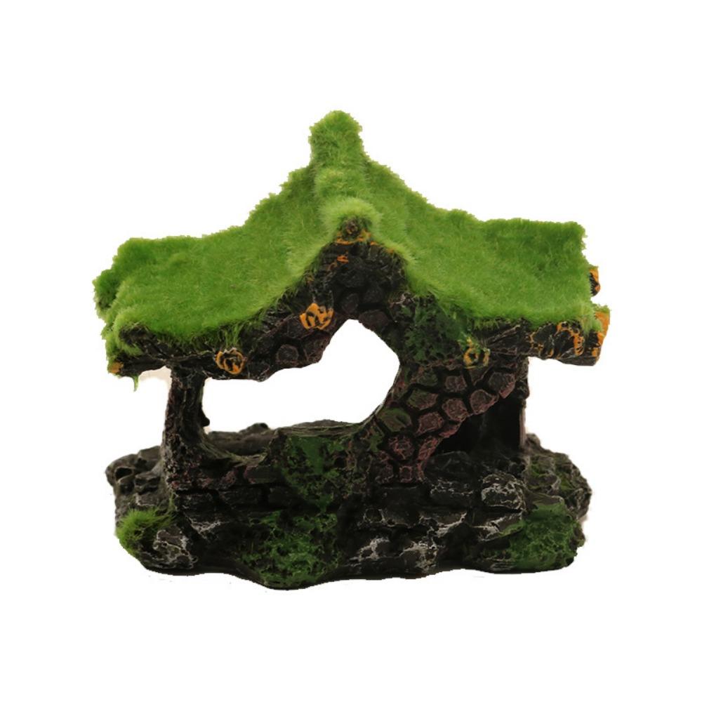

Декоративный флокированный домик пещера ретро укрытие для рыб креветок креативная коряга пещера аквариум зелёный