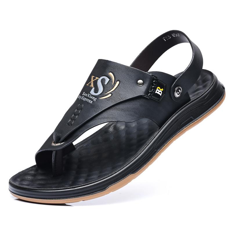 Fashion Fashion Casual Flat Outdoor Beach Men Sandals Summer Soft Sole Male Flip-flops Leather Lightweight Man Slippers Sandalias Hombre