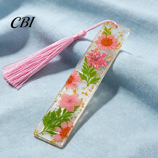 Unique Gift for Friends Dried Flower Resin Bookmarks with Tassels, Double-Sided Magnetic Durable Page Markers Book Lovers Friends, Pretty and Increase
