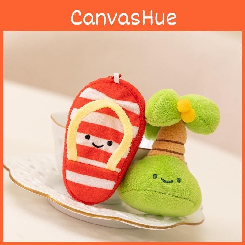 Tortoise Slippers Fruit Shaped Plush Keychain Toy Short Material Doll Gifts