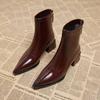 Fashion Women Ankle High Heels Chelsea Boots Pointed Toe Shoes  Designer Pumps Winter 2024 New Brand Shoes Women Motorcycle Boots
