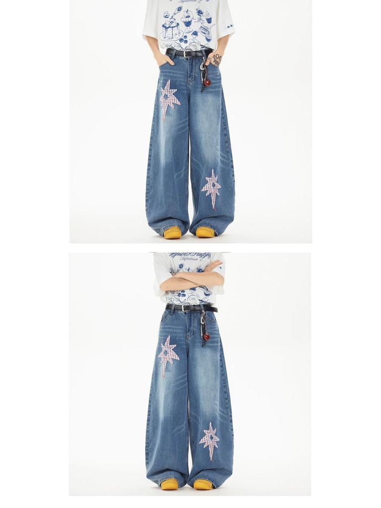 American Retro 2025 Curved Knife Denim Jeans: Unisex Loose Wide-Leg Pants