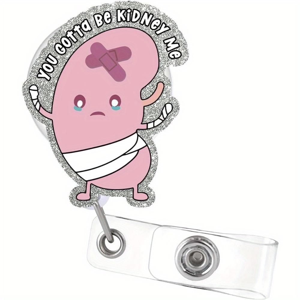 1 retractable kidney injury ID badge clip, suitable for renal urologists, nurses, doctors, medical offices прозрачный