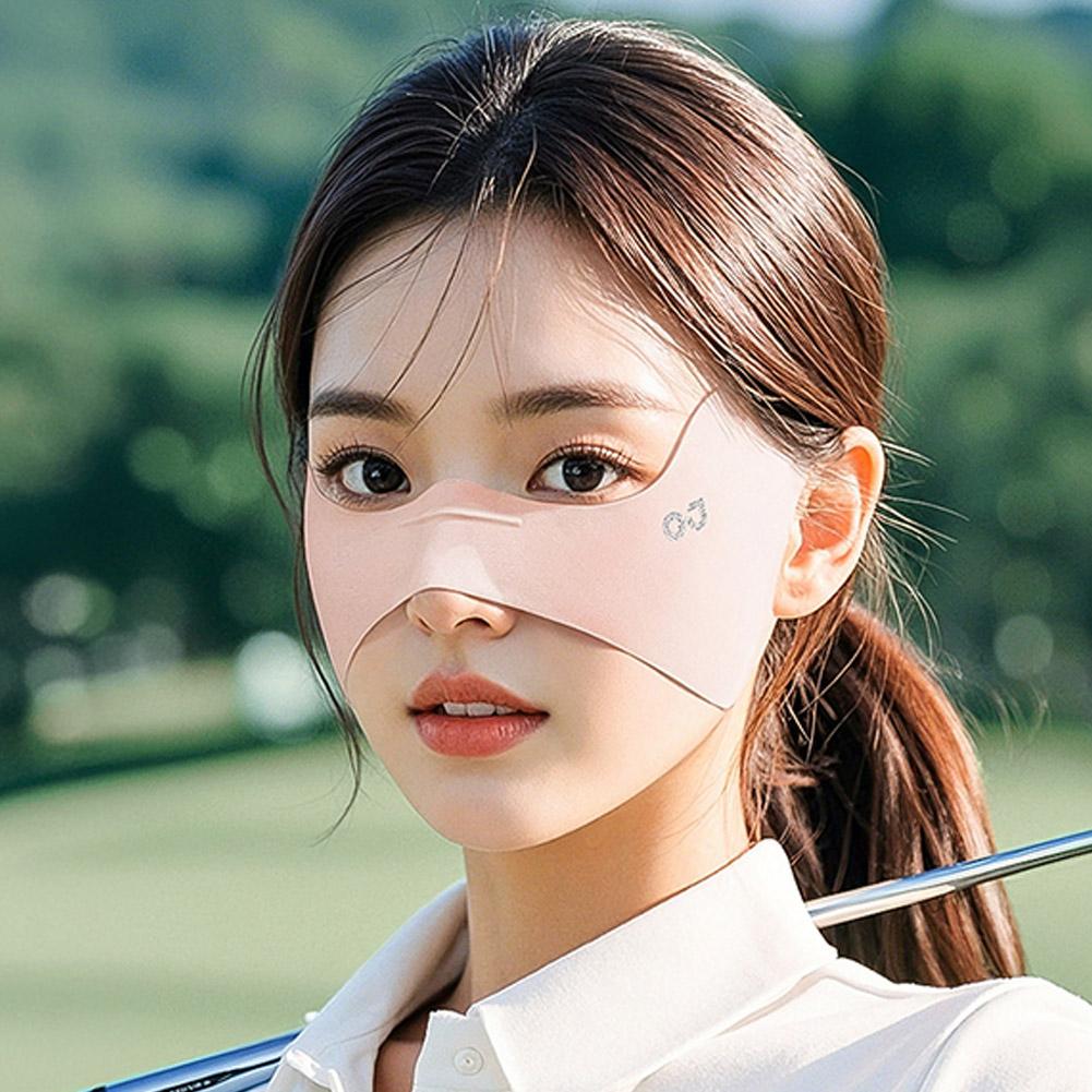 Elastic Ice Silk Mask Thin Breathable Sunscreen Veil Adjustable UV Protection Golf Face Mask Solid Color Eye Protection