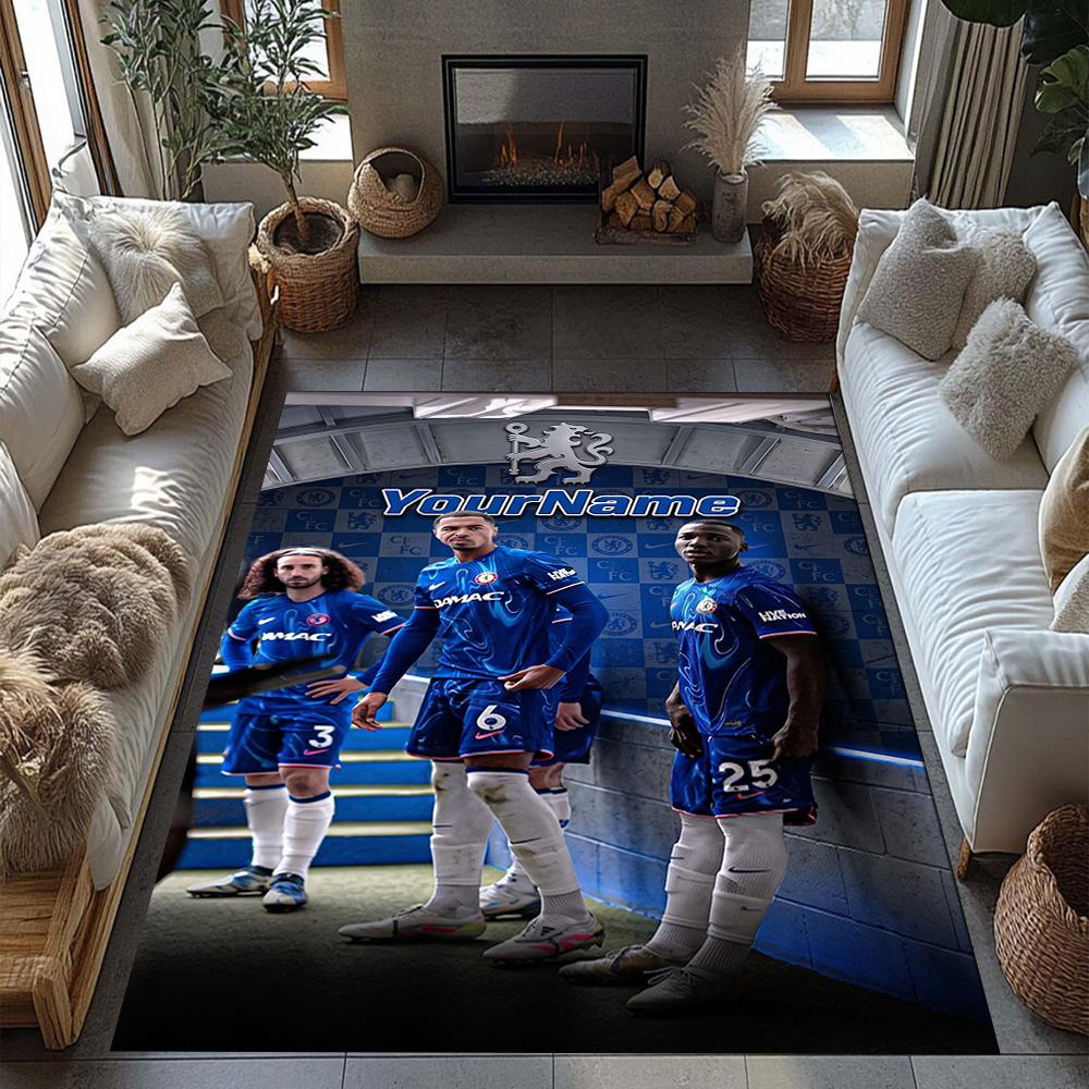Chelsea Personalized Text Floor Rug Office Rug Perfect for Game Room Kitchen Entryway Bedrooms Anti-slip Rug Decorate Offices