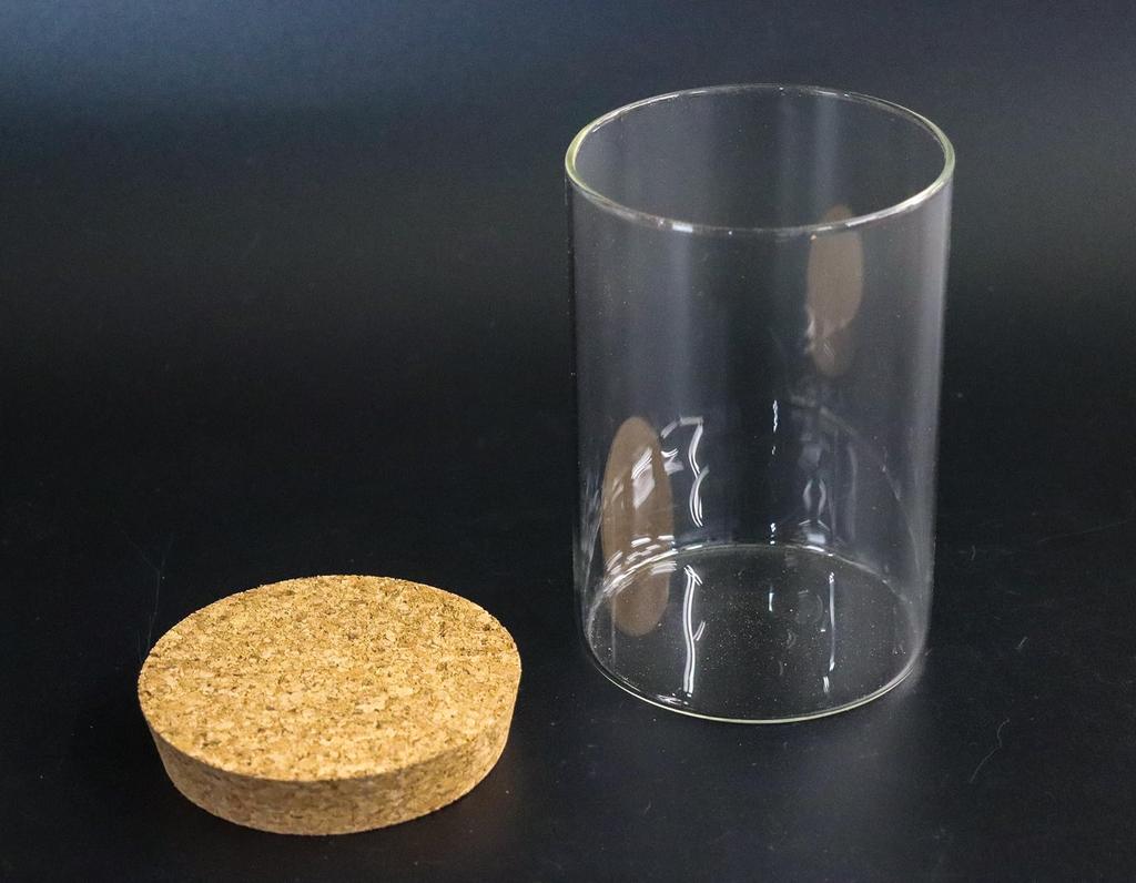 12 Glass Square Cylindrical Long Pot L with Cork, Cork-Stopped Glass Bottles