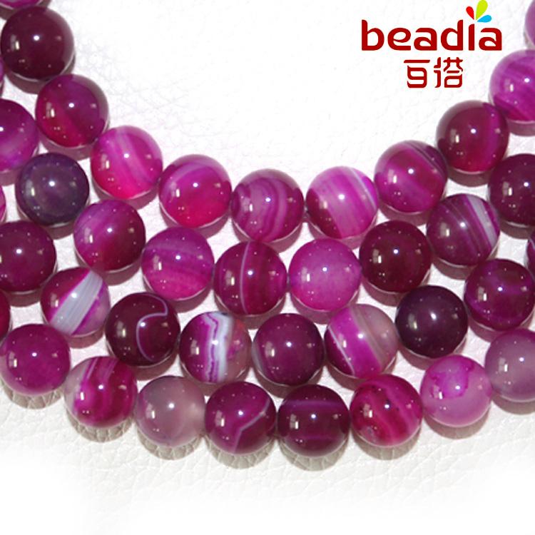 Black Stripe Stone Round Beads, 4/8/10mm Loose Beads, Choose Size for DIY Jewelry Making