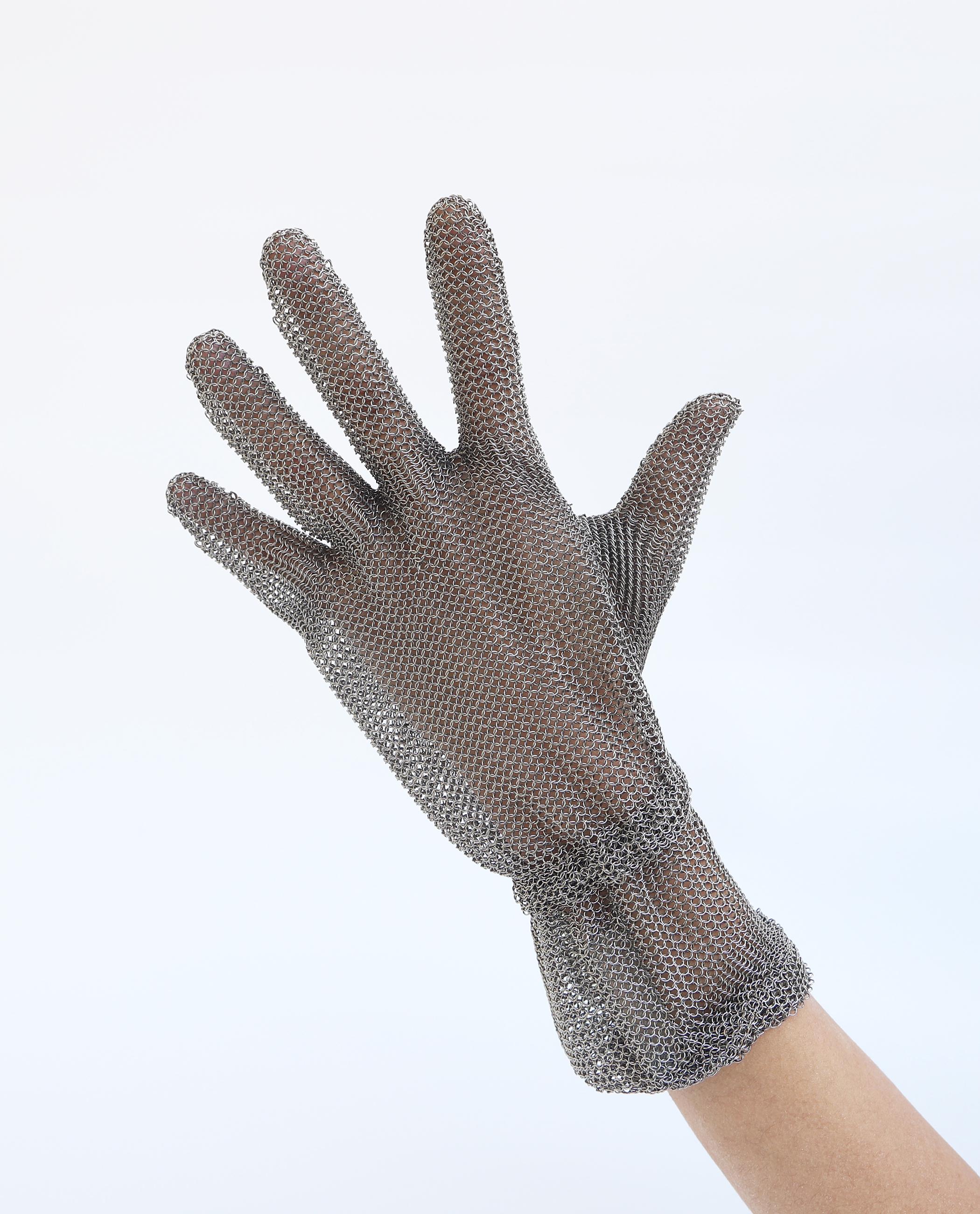 Chainmail Stainless Steel Glove Metal Mesh Gloves Hand Protection Safety Gloves With Spring Strap for Poultry Processors Xs серебряный