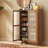 5/7 Tiers Shoe Storage Cabinet Rack & Doors Free Standing Shoe Rack Wooden Shoe Storage Shelves for Entrance Living Room