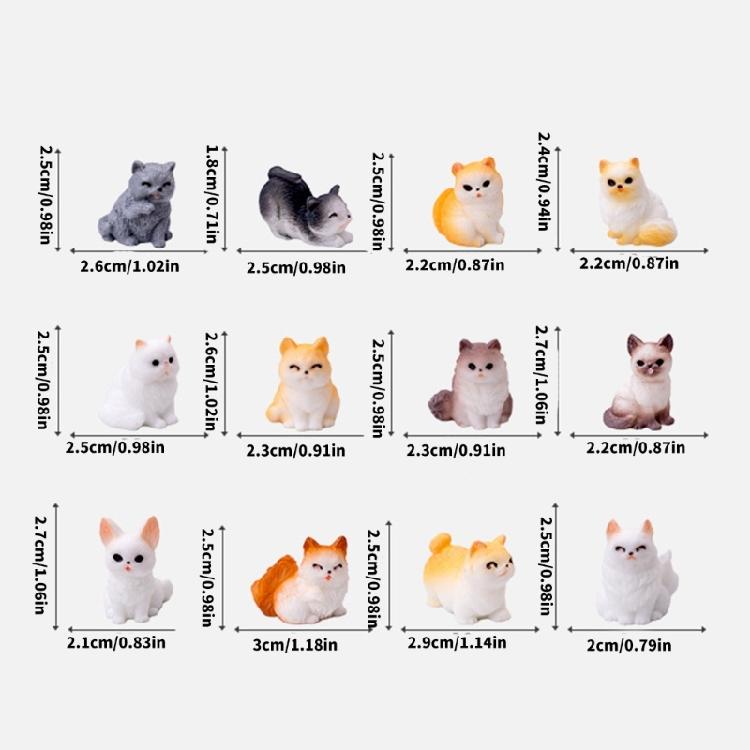 12pcs Detail Cats Model Figure Child Safe Decorative Figurine For Miniature Scene Display And Collector Doll House Props