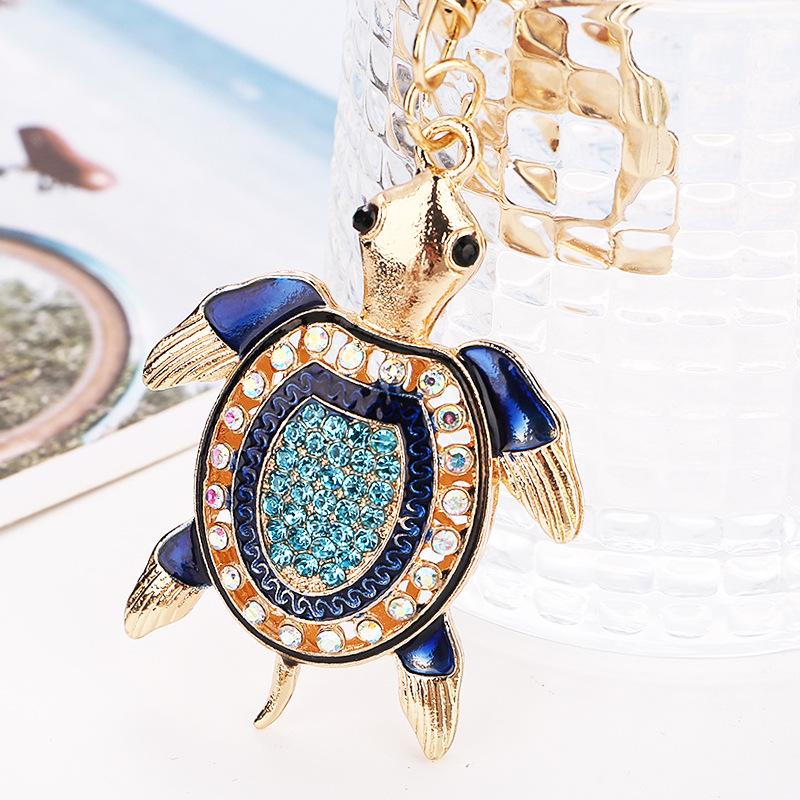 Creatieve Strass Schildpad Sleutelhanger: Schattige Cartoon Schildpad Tasbedel, Glanzende Metalen Hanger