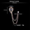 European & American Fashion Hollow Water Drop Brooch: Heart Chain Tassel Corsage for Men's and Women's Coats - Stylish, High-End Accessory.