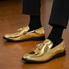 Luxury New Brand Designer Charm Tassels Gold Patent Leather Loafer Shoes for Men Wedding Formal Casual Formal Dress Footwear