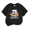 Kids Boys Girls 100% Cotton Crew Neck Short Sleeve T-shirt, Cartoon Cute White Marshmallow Shaped Character Print Casual Lightweight Summer Tee for Da