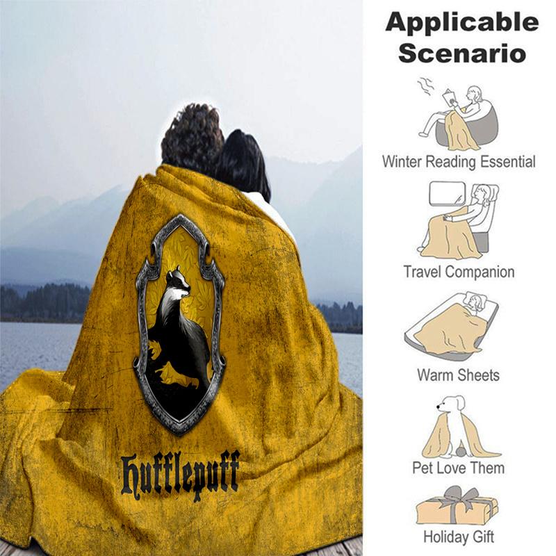 Hufflepuff Crest Wall Art - Harry Potter DecorPrint Blanket, Soft Blanket For Sofa Office Bed And Travelling Daughter Birthday Gift esj151