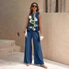 1116 New European and American Fashion Ethnic Geometric Tank Pants Set WN11+MRO6
