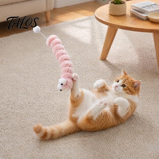 Cat Chew Toy Plush Caterpillar Toy, Stuffed Kitten Kicker with Tail Ball for Biting Kicking Shaking Fun Interactive
