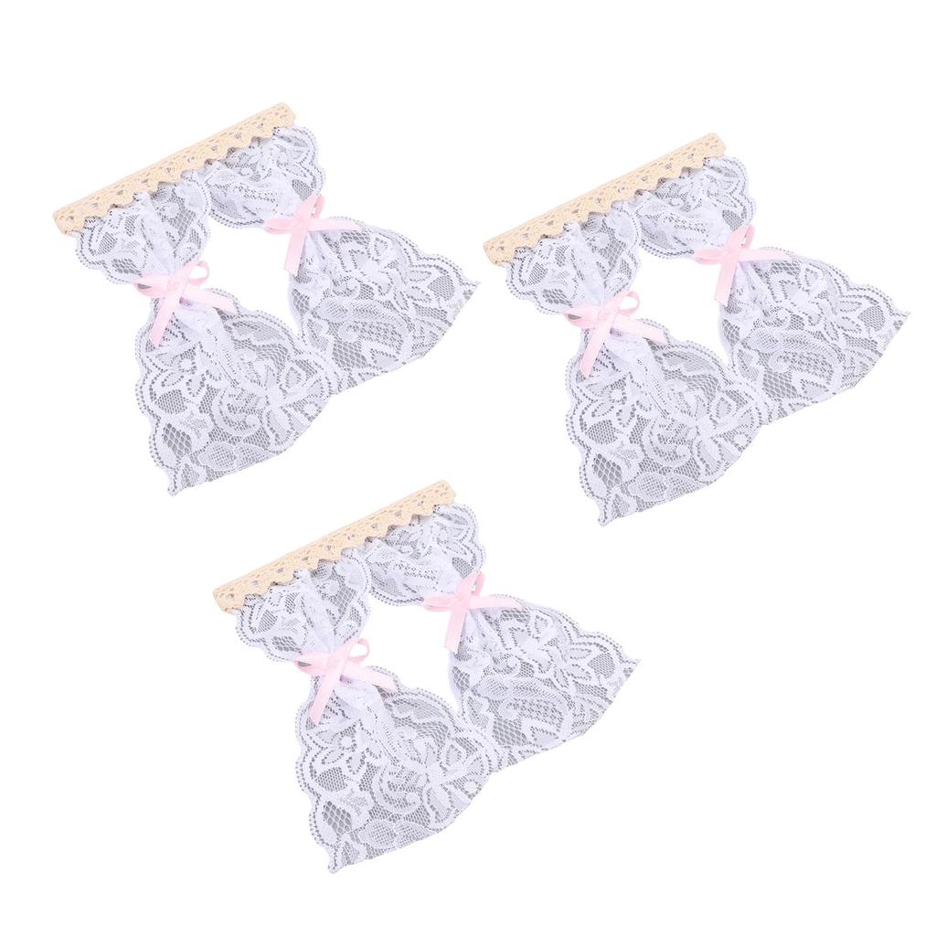 3 Pcs Dollhouse Lace Curtain Vintage Exquisite Elegant Miniature Lace Curtain for 1 12 Dollhouses Decoration Photography