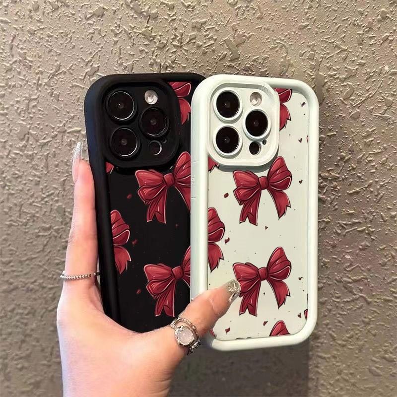 Love Heart Phone Case For Google Pixel 10 9 8 7 Pro XL 8A 7A 9Pro 7Pro 8Pro 9ProXL Silicone Red Bowknot Tie INS Fashion Cover