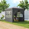 Gazebo Pop-Up 2,5 x 2,5 m con Pareti Laterali e Borsa per il Trasporto, Tenda da Giardino UPF50+ Regolabile in Altezza, Grigio Scuro