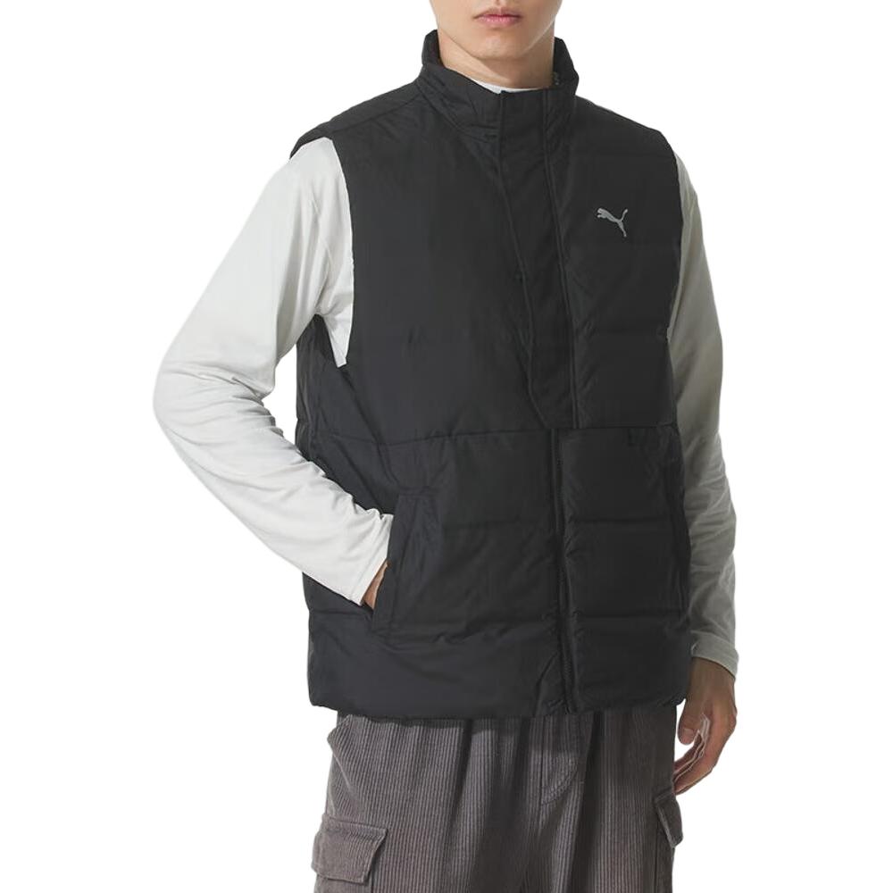 Men's PUMA Down Vests Men's Black Stand Collar Moderate