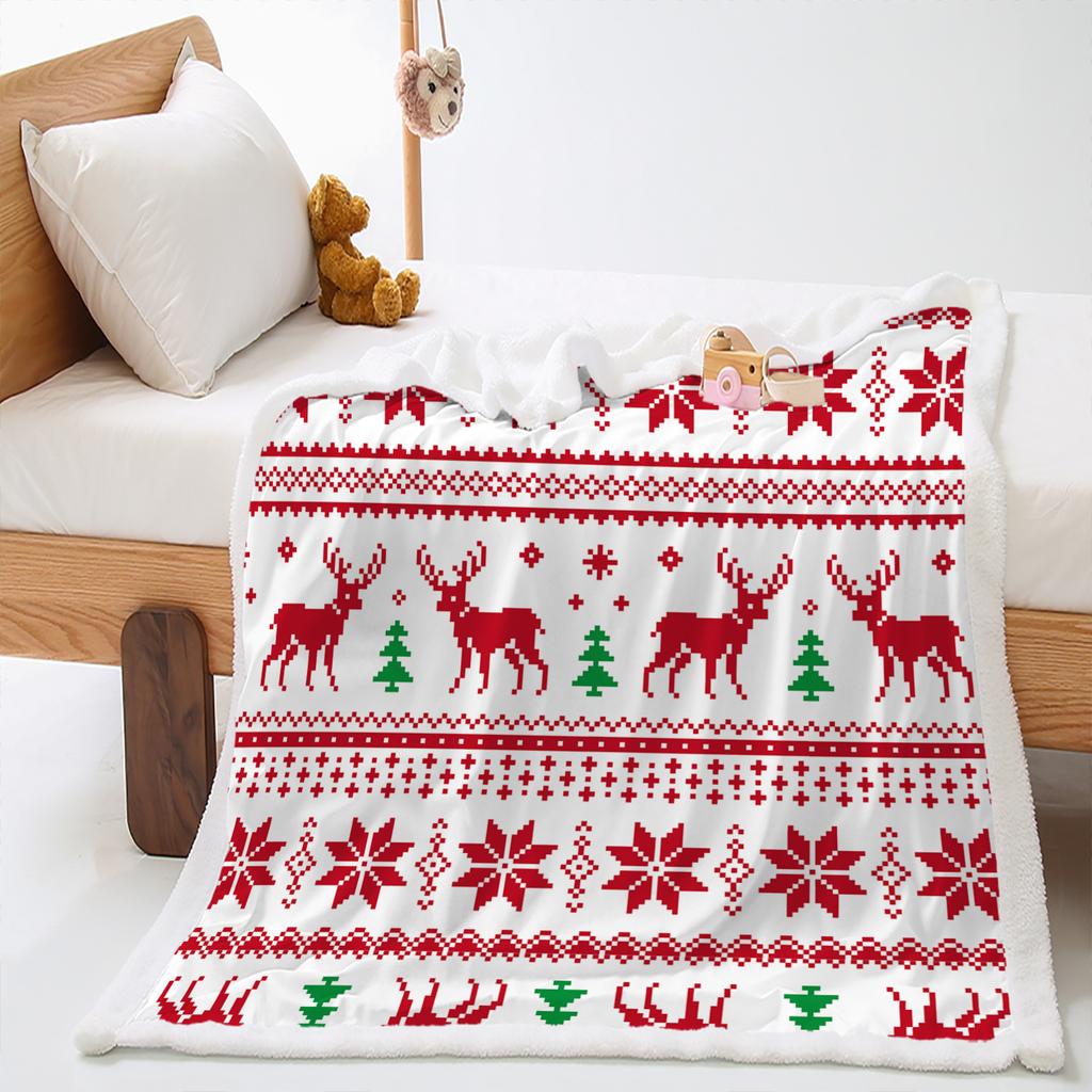 Blanket 2D Digital Printing Christmas Lamb Fleece Crystal Fleece Blanket Blanket