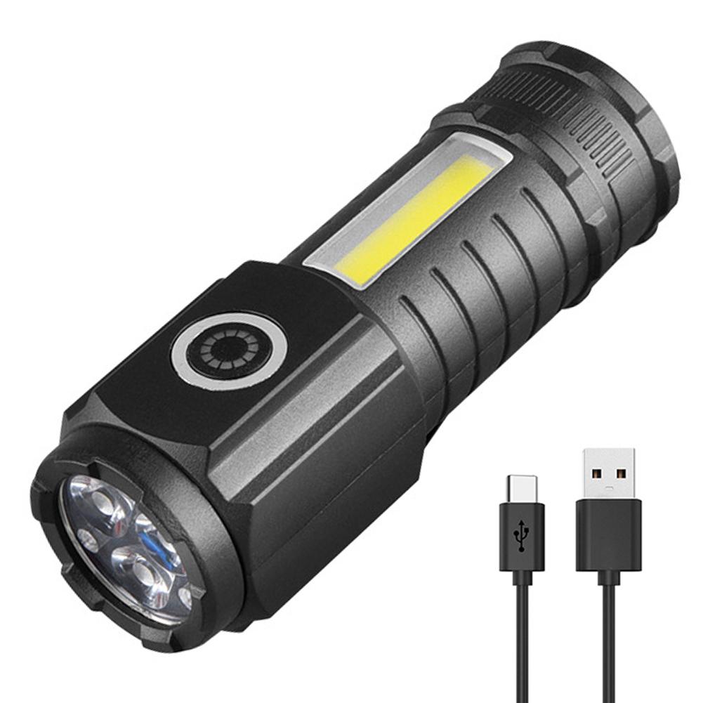 3 LED Compact Camping Torch Type C/Micro USB Charging Portable Flashlight Multifunction Flashlight for Outdoor Fishing Emergency