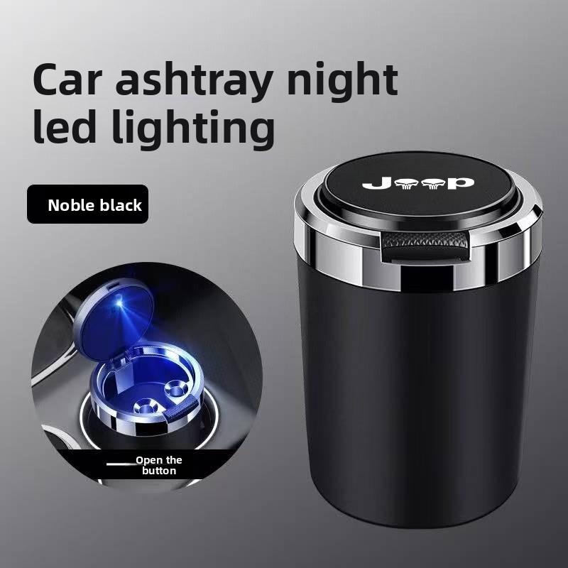 Car Ashtray Cigarette Ash Holds Cup LED Light Automotive Ashtray For Jeep CHEROKEE LIBERTY COMPASS PATRIOT accessories interior AJZ1