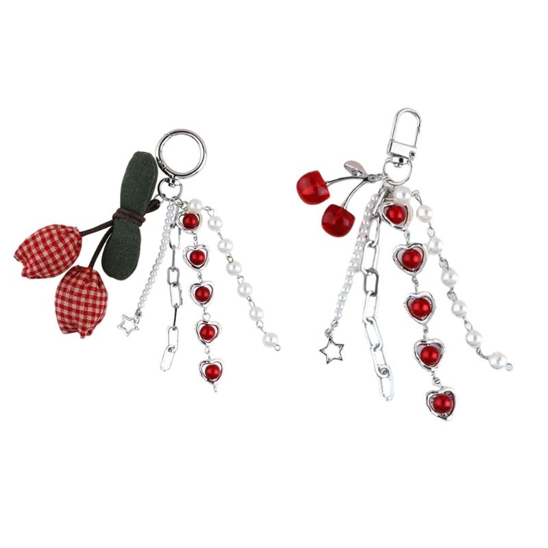 Cherry Shape Keychain Fashion Keyring Pendant Car Key Chain Hanging Ornaments Keyholders Bag Pendant Charm Decorations