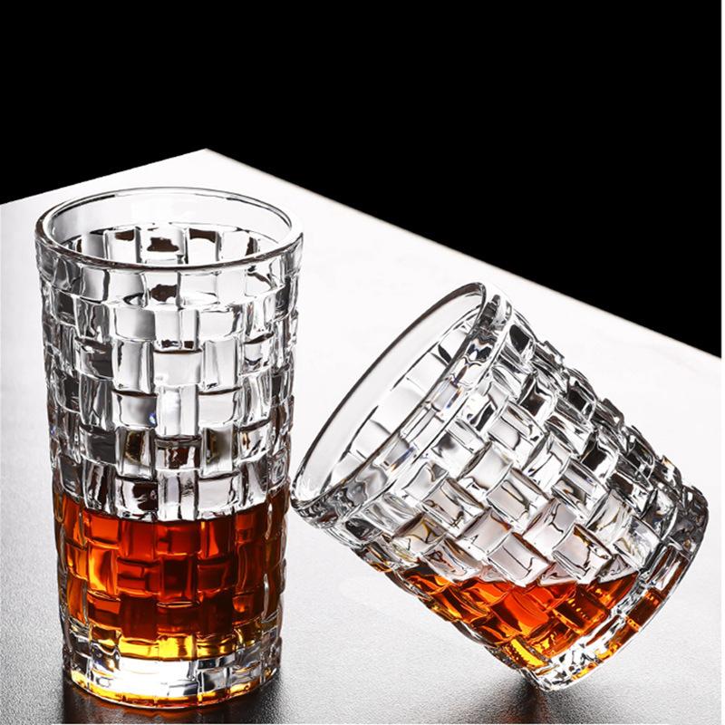 330ml/410ml Wine Glass Weave Patterns Colin Cup Cocktail Rocks Glasses Tumblers Transparent Coffee Cups Household Beverage Cup