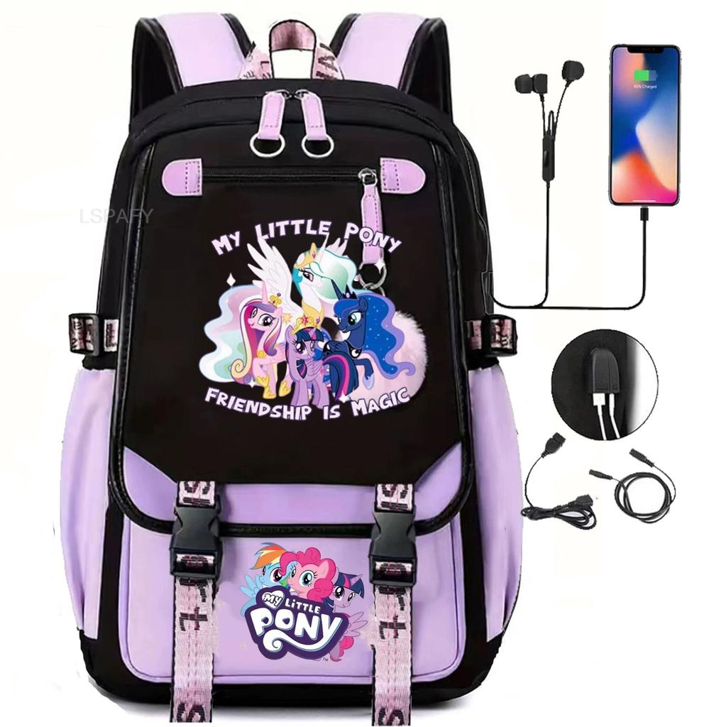 Knapsacks 3Pcs Set My Little Pony School Tote Meal Bag Pencil Pouch Female's Back To School Gift Mochila Teens Trip Bags