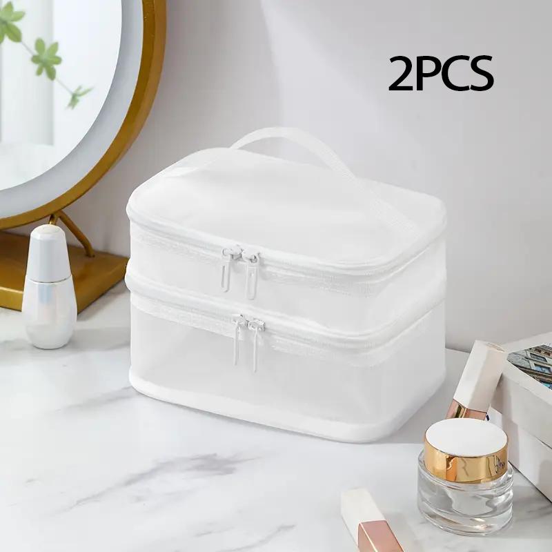 Double Layer Mesh Makeup Bag, Wash Bag, Women's Portable New Large Capacity Storage Bag, Cosmetics Storage Bag