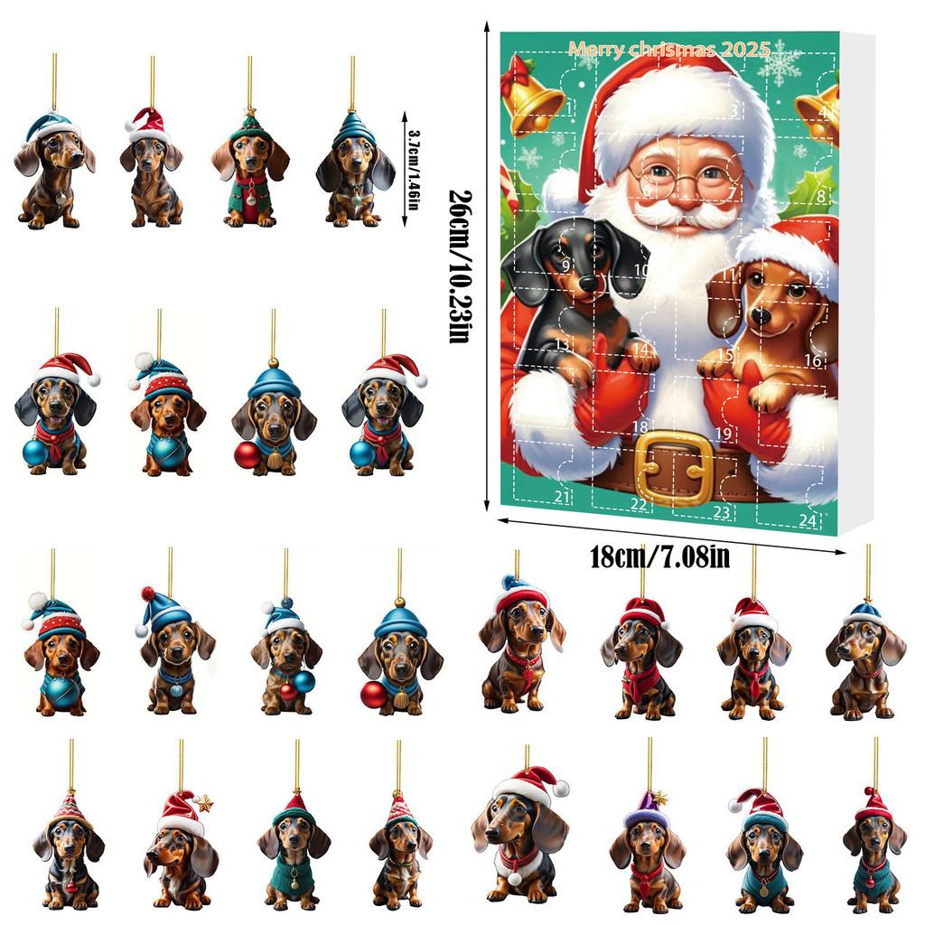 Christmas Countdown 24 Day Dog Pet Pendant With Acrylic Material For Holiday Decor And Gift Giving