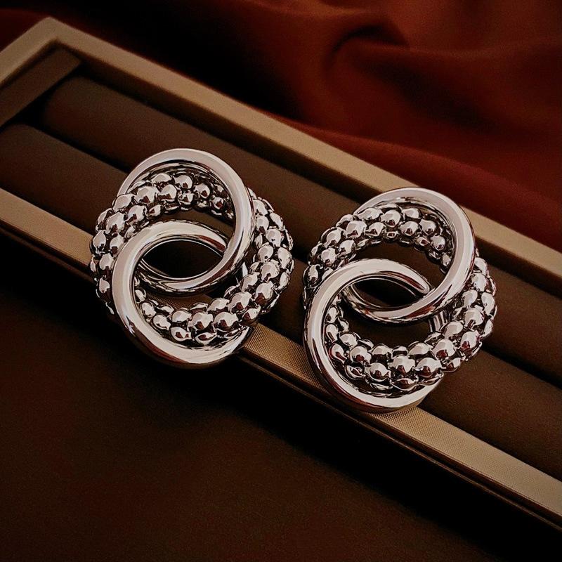 Hollow Three Circles Round Big Metal Pendant Earring for Women Simple Creative Exaggerated Ear Jewelry Personality Gift