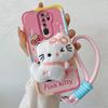 KEYSION Cute 3D Cartoon Plush Case for OPPO A9 2020 with Lanyard Soft Silicone Shockproof Phone Cover for OPPO A5 A9 2020