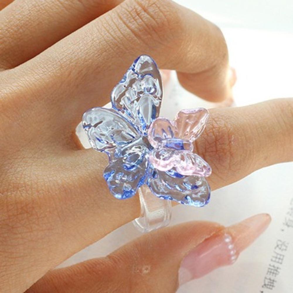 Exquisite Glaze Butterfly Ring Glass Crafts Chinese Dragon Ring Valentine's Day Gift