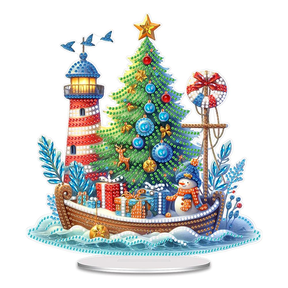 Christmas Snowman Diamond Painting Tabletop Ornaments Kit Acrylic Table Top Diamond Painting Ornament Kits Bedroom Table Decor