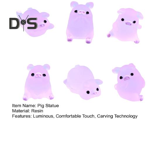 6ks Poutavé prase Socha Ornament Carving Technology Cute Glow Pig Mini Portrait Mini Fairy Garden Landscape