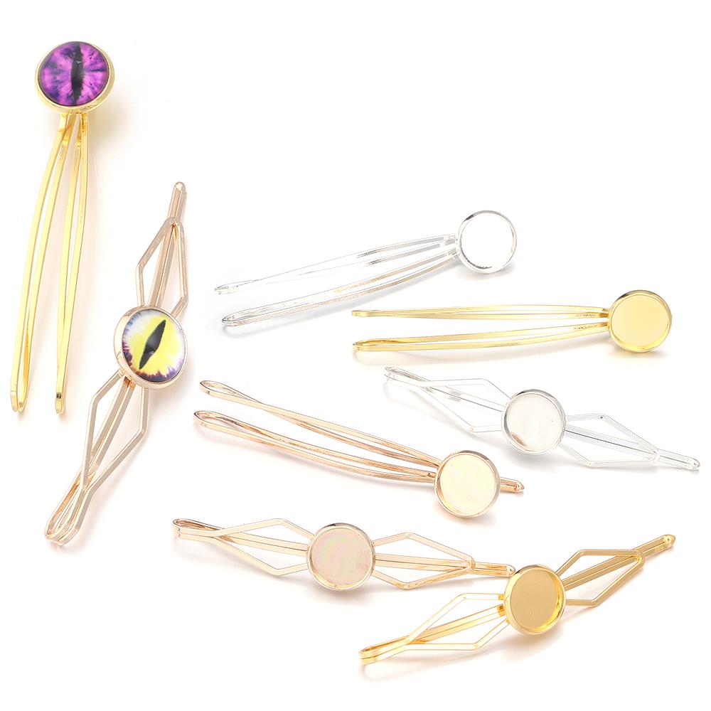 5pcs/lot Inner Size 12mm Round Cabochon Metal Hairpins Barrettes Hair Clips Base Setting For Jewelry Making DIY Hair Accessories