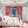 2Pcs- Red stripe - Printed curtain - Polyester material - suitable for family bedroom curtain living room decoration