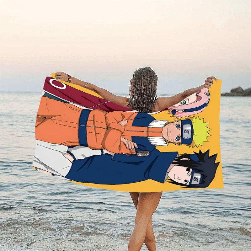 1pc NARUTO (2) Beach Towel, Beach and Seaside Swimming Pool Equipment, Fashion Pattern, Rectangular, Travel Essentials
