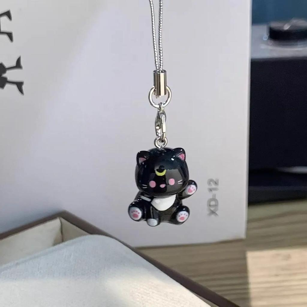3pcs Fashion New Cartoon Small Cat Cute Keychain Phone Chain Resin Keyring Bag Pendant Couple Key Chains Gifts Women for Jewelry