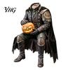 Rustic Gothic Home Accents Resin Headless Horseman Statue with LED Warm Glow, Lighted Halloween Handmade Legend Collectible Sculpture, Tabletop Decor