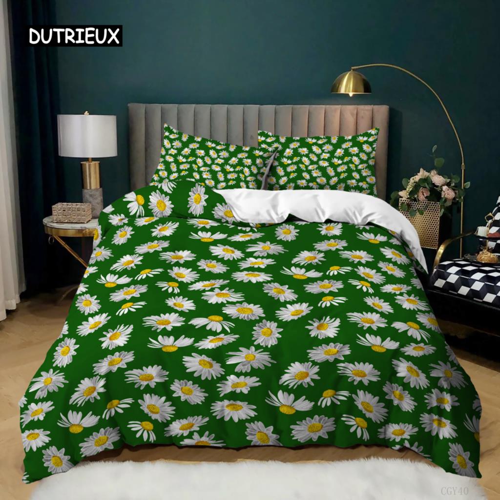 Daisy Duvet Cover Set Natural Daisy Bedding Set Small Fresh Flower Theme Comforter Cover Microfiber Queen King Size Quilt Cover