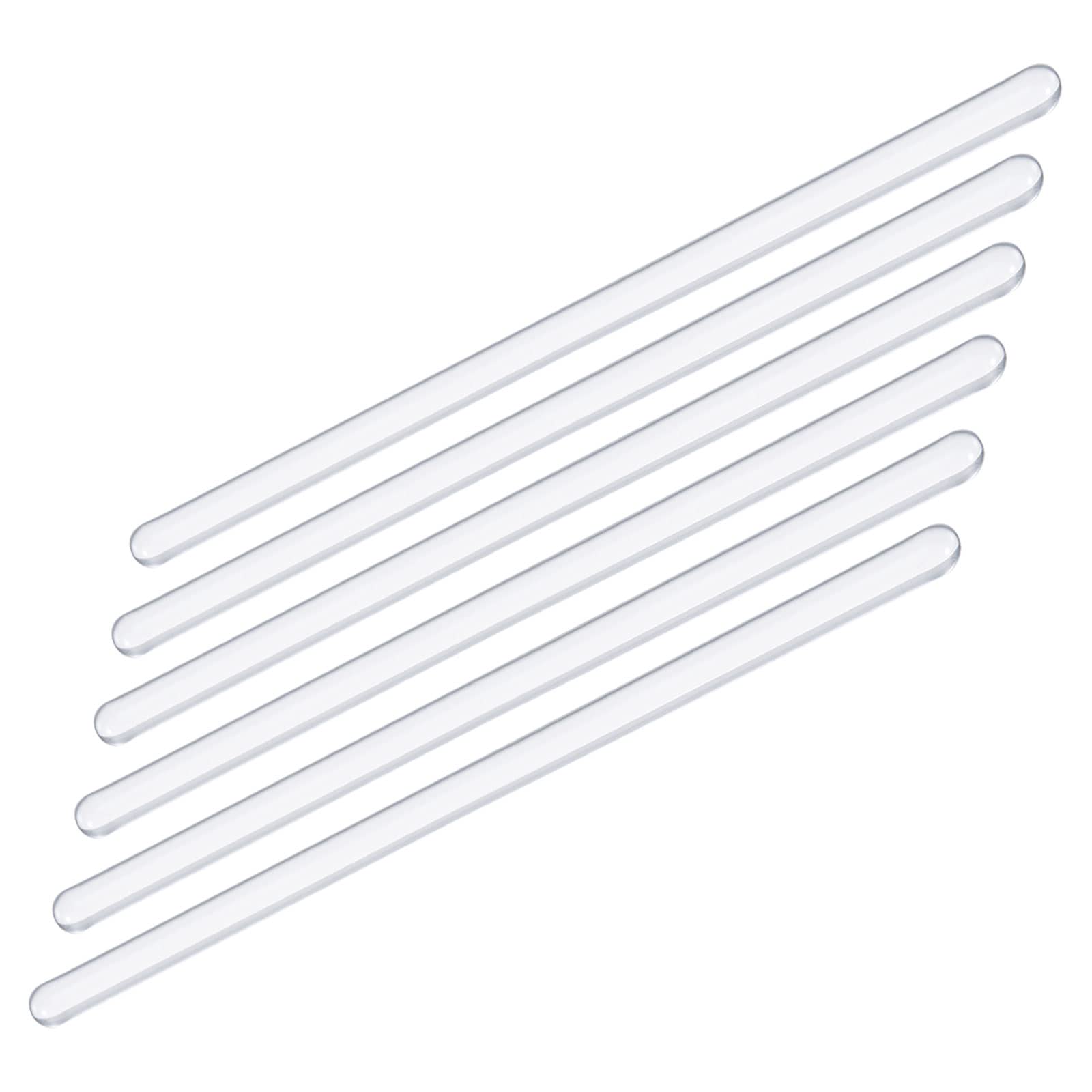 uxcell Borosilicate Glass Sticks Length 150mm Diameter 6mm Stirring Rod Mixing Tool with Round Ends for Lab Kitchen Science 6pcs