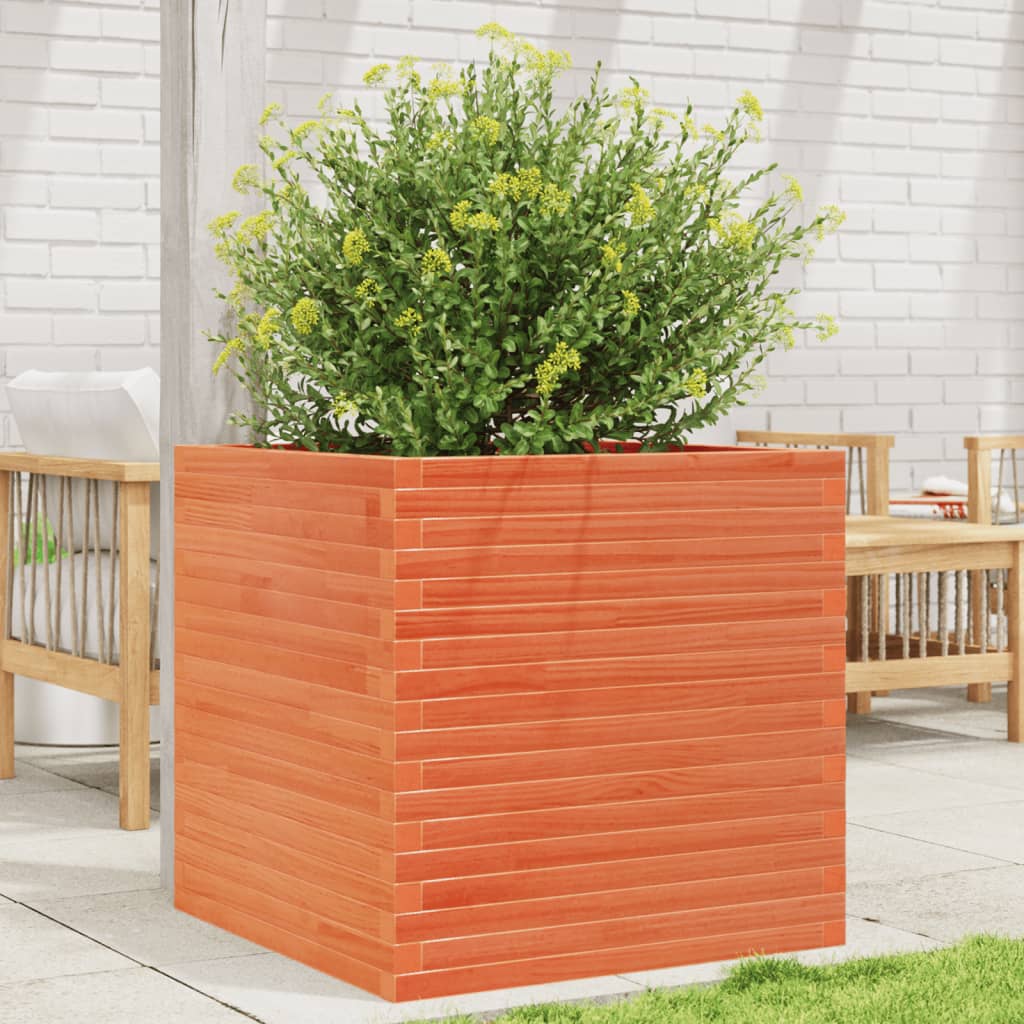 Plant Pot Wax Brown 70 X 70 X 68.5 Cm Solid Pine Wood