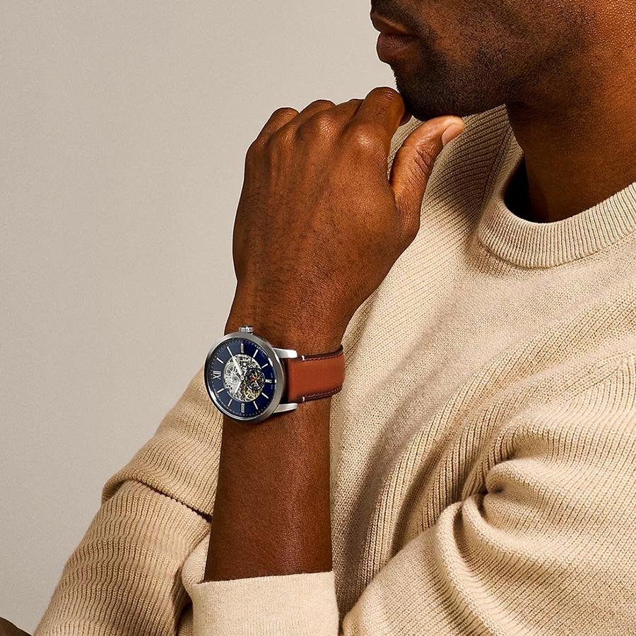 Fossil Townsman Automatic Men's Watch - Smoke Grey Dial, Leather Band, Business Gift ME3154